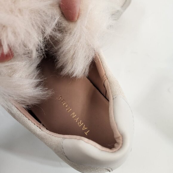Taryn Rose Georgy Calf Suede Shoes Womens Size 8.5 Chalk Faux Fur New w/ Box - Picture 6 of 9